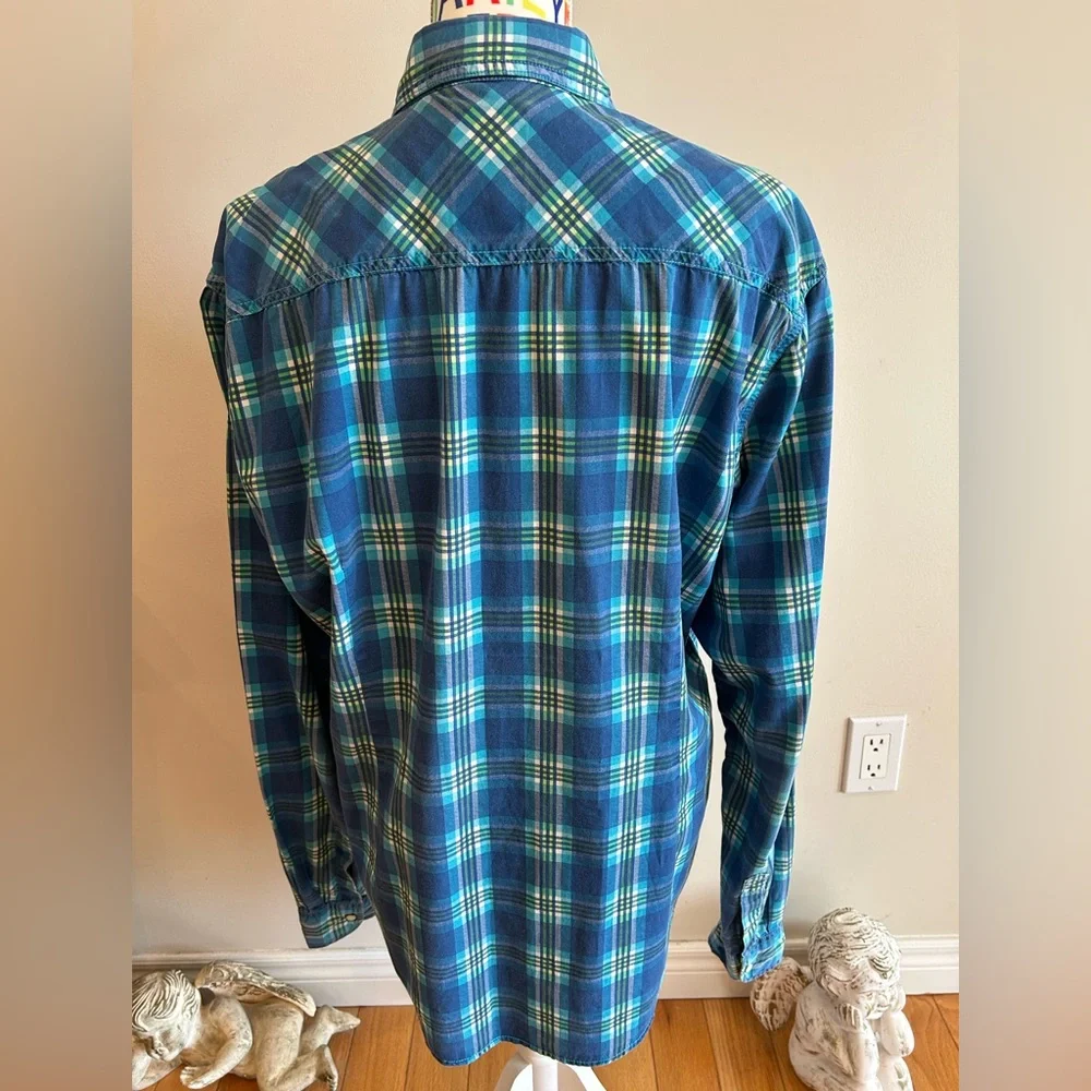 Original American Pearl Snap Blue Plaid Men's Shirt - Picture 5 of 9
